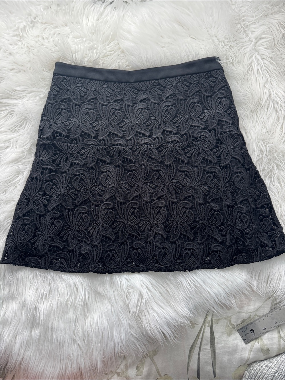LOFT Black Floral Lace Mini Skirt